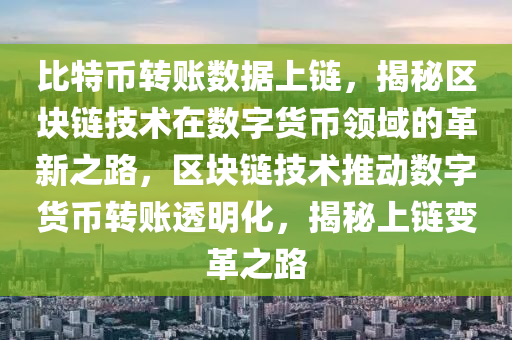 比特幣轉賬數(shù)據(jù)上鏈，揭秘區(qū)塊鏈技術在數(shù)字貨幣領域的革新之路，區(qū)塊鏈技術推動數(shù)字貨幣轉賬透明化，揭秘上鏈變革之路