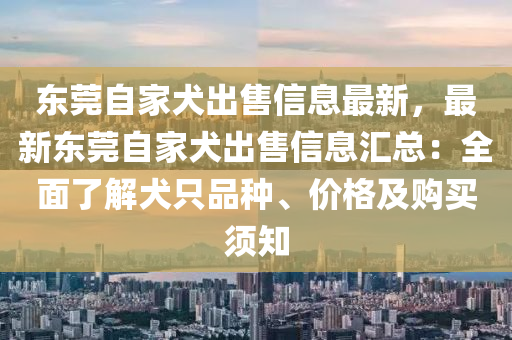 東莞自家犬出售信息最新，最新東莞自家犬出售信息匯總：全面了解犬只品種、價格及購買須知