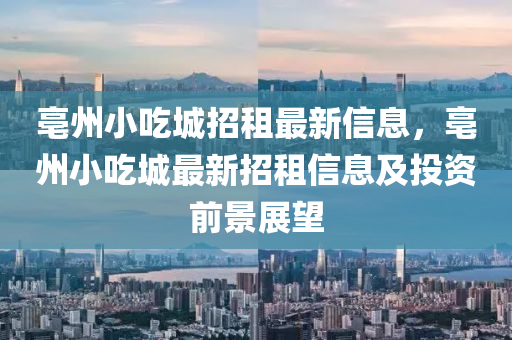 亳州小吃城招租最新信息，亳州小吃城最新招租信息及投資前景展望