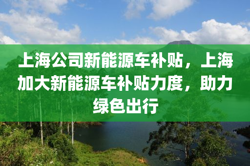 上海公司新能源車補(bǔ)貼，上海加大新能源車補(bǔ)貼力度，助力綠色出行