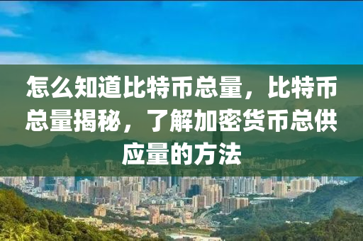 怎么知道比特幣總量，比特幣總量揭秘，了解加密貨幣總供應(yīng)量的方法