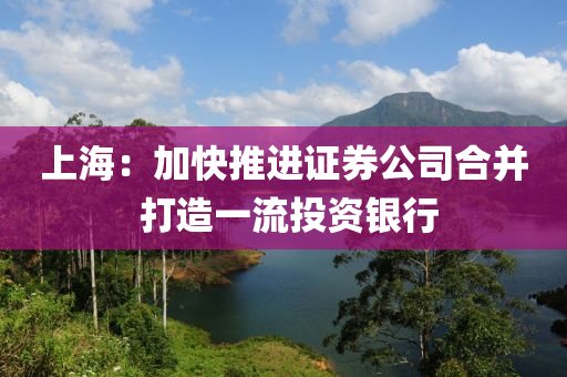 上海：加快推進(jìn)證券公司合并 打造一流投資銀行