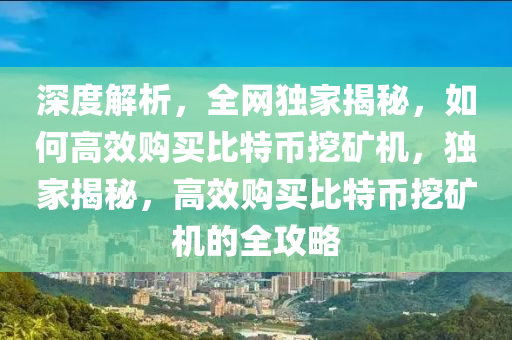 深度解析，全網(wǎng)獨家揭秘，如何高效購買比特幣挖礦機，獨家揭秘，高效購買比特幣挖礦機的全攻略