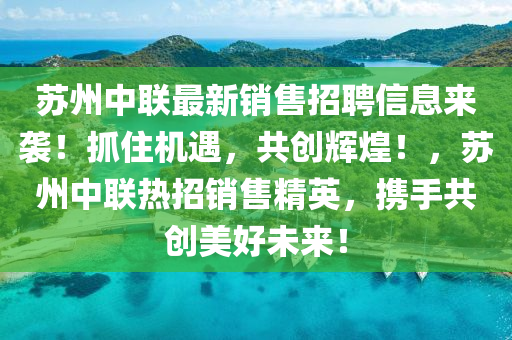 蘇州中聯(lián)最新銷售招聘信息來襲！抓住機(jī)遇，共創(chuàng)輝煌！，蘇州中聯(lián)熱招銷售精英，攜手共創(chuàng)美好未來！