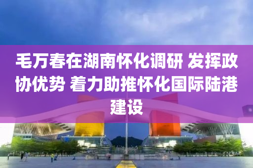 毛萬春在湖南懷化調(diào)研 發(fā)揮政協(xié)優(yōu)勢(shì) 著力助推懷化國(guó)際陸港建設(shè)