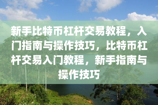 新手比特幣杠桿交易教程，入門指南與操作技巧，比特幣杠桿交易入門教程，新手指南與操作技巧