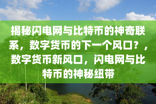 揭秘閃電網(wǎng)與比特幣的神奇聯(lián)系，數(shù)字貨幣的下一個(gè)風(fēng)口？，數(shù)字貨幣新風(fēng)口，閃電網(wǎng)與比特幣的神秘紐帶