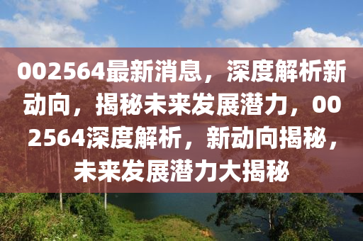 002564最新消息，深度解析新動向，揭秘未來發(fā)展?jié)摿Γ?02564深度解析，新動向揭秘，未來發(fā)展?jié)摿Υ蠼颐?></div><div   id=