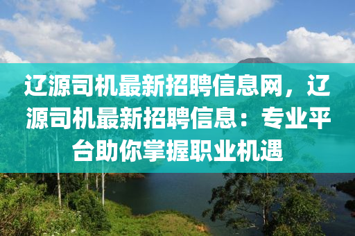 遼源司機最新招聘信息網(wǎng)，遼源司機最新招聘信息：專業(yè)平臺助你掌握職業(yè)機遇