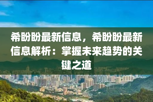 希盼盼最新信息，希盼盼最新信息解析：掌握未來(lái)趨勢(shì)的關(guān)鍵之道