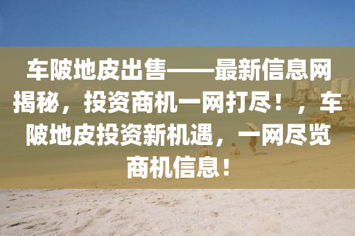 車陂地皮出售——最新信息網(wǎng)揭秘，投資商機一網(wǎng)打盡！，車陂地皮投資新機遇，一網(wǎng)盡覽商機信息！