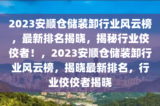 2023安順倉(cāng)儲(chǔ)裝卸行業(yè)風(fēng)云榜，最新排名揭曉，揭秘行業(yè)佼佼者！，2023安順倉(cāng)儲(chǔ)裝卸行業(yè)風(fēng)云榜，揭曉最新排名，行業(yè)佼佼者揭曉