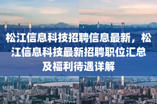 松江信息科技招聘信息最新，松江信息科技最新招聘職位匯總及福利待遇詳解