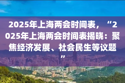 2025年上海兩會時間表，“2025年上海兩會時間表揭曉：聚焦經(jīng)濟發(fā)展、社會民生等議題”