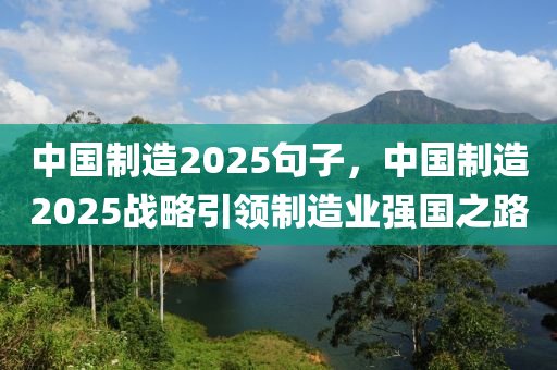 中國(guó)制造2025句子，中國(guó)制造2025戰(zhàn)略引領(lǐng)制造業(yè)強(qiáng)國(guó)之路