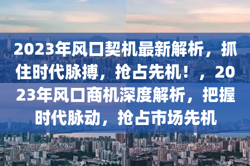 2023年風(fēng)口契機最新解析，抓住時代脈搏，搶占先機！，2023年風(fēng)口商機深度解析，把握時代脈動，搶占市場先機