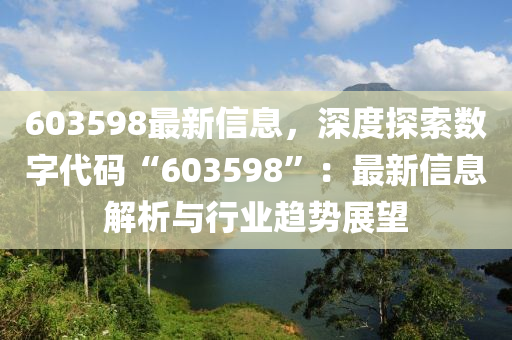 603598最新信息，深度探索數(shù)字代碼“603598”：最新信息解析與行業(yè)趨勢(shì)展望