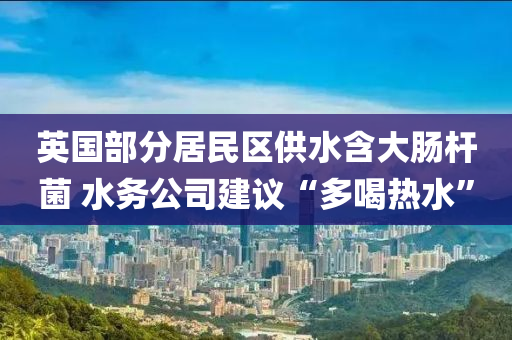 英國部分居民區(qū)供水含大腸桿菌 水務(wù)公司建議“多喝熱水”