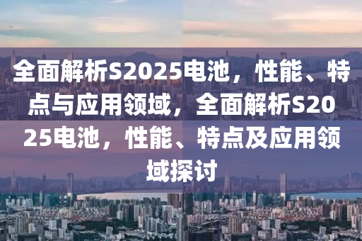 全面解析S2025電池，性能、特點(diǎn)與應(yīng)用領(lǐng)域，全面解析S2025電池，性能、特點(diǎn)及應(yīng)用領(lǐng)域探討