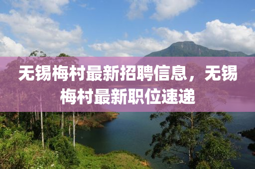 無錫梅村最新招聘信息，無錫梅村最新職位速遞