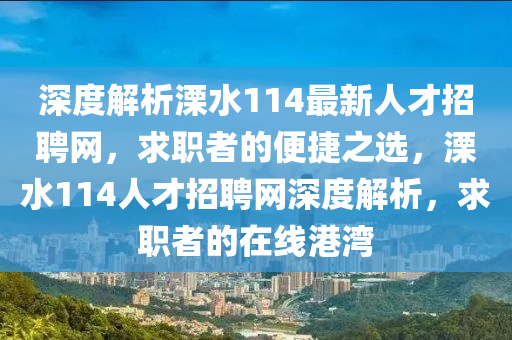 深度解析溧水114最新人才招聘網(wǎng)，求職者的便捷之選，溧水114人才招聘網(wǎng)深度解析，求職者的在線港灣