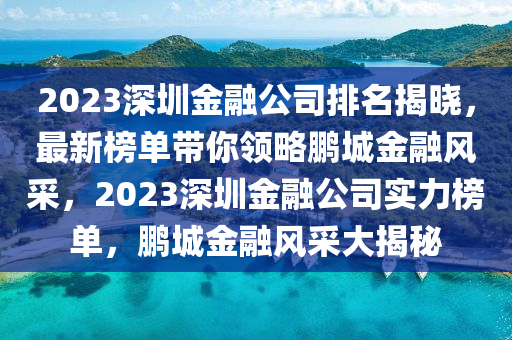 2023深圳金融公司排名揭曉，最新榜單帶你領(lǐng)略鵬城金融風(fēng)采，2023深圳金融公司實力榜單，鵬城金融風(fēng)采大揭秘