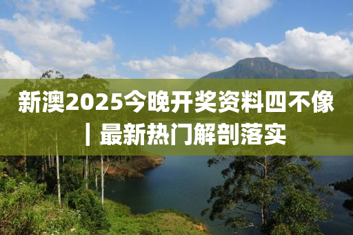 新澳2025今晚開獎資料四不像｜最新熱門解剖落實