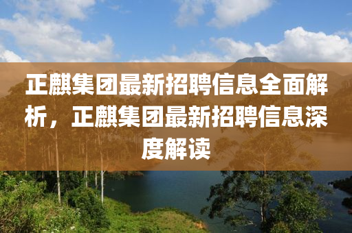 正麒集團(tuán)最新招聘信息全面解析，正麒集團(tuán)最新招聘信息深度解讀