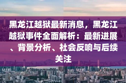 黑龍江越獄最新消息，黑龍江越獄事件全面解析：最新進(jìn)展、背景分析、社會(huì)反響與后續(xù)關(guān)注