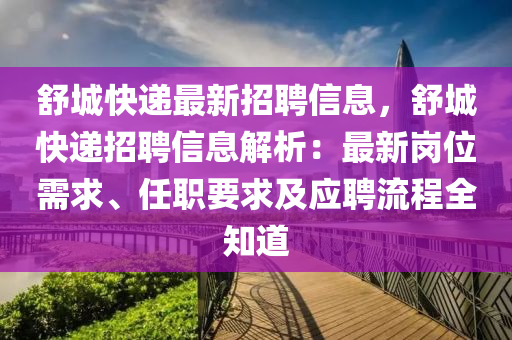 舒城快遞最新招聘信息，舒城快遞招聘信息解析：最新崗位需求、任職要求及應(yīng)聘流程全知道