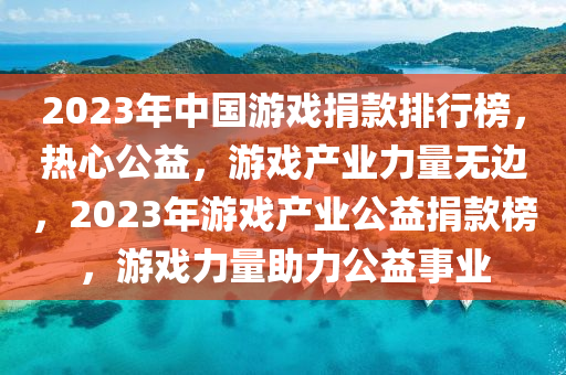 2023年中國(guó)游戲捐款排行榜，熱心公益，游戲產(chǎn)業(yè)力量無邊，2023年游戲產(chǎn)業(yè)公益捐款榜，游戲力量助力公益事業(yè)