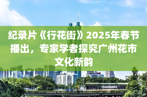 紀(jì)錄片《行花街》2025年春節(jié)播出，專家學(xué)者探究廣州花市文化新韻