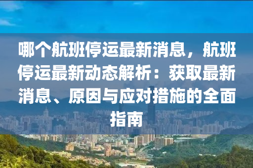 哪個(gè)航班停運(yùn)最新消息，航班停運(yùn)最新動(dòng)態(tài)解析：獲取最新消息、原因與應(yīng)對(duì)措施的全面指南