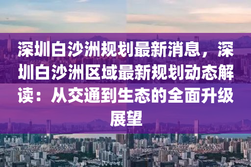 深圳白沙洲規(guī)劃最新消息，深圳白沙洲區(qū)域最新規(guī)劃動態(tài)解讀：從交通到生態(tài)的全面升級展望