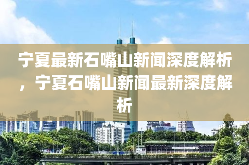 寧夏最新石嘴山新聞深度解析，寧夏石嘴山新聞最新深度解析