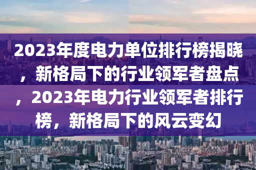 2023年度電力單位排行榜揭曉，新格局下的行業(yè)領軍者盤點，2023年電力行業(yè)領軍者排行榜，新格局下的風云變幻