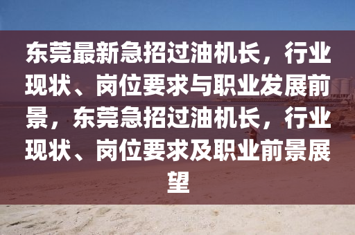 東莞最新急招過油機長，行業(yè)現(xiàn)狀、崗位要求與職業(yè)發(fā)展前景，東莞急招過油機長，行業(yè)現(xiàn)狀、崗位要求及職業(yè)前景展望