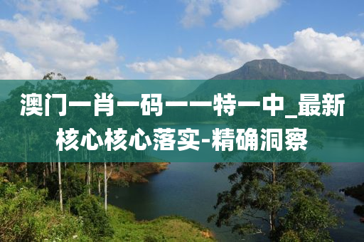 澳門一肖一碼一一特一中_最新核心核心落實(shí)-精確洞察