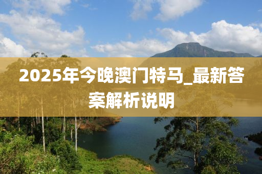 2025年今晚澳門特馬_最新答案解析說明