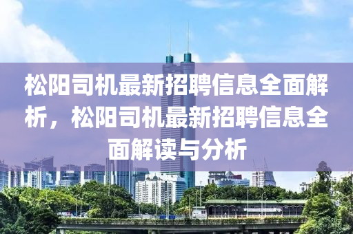 松陽司機(jī)最新招聘信息全面解析，松陽司機(jī)最新招聘信息全面解讀與分析