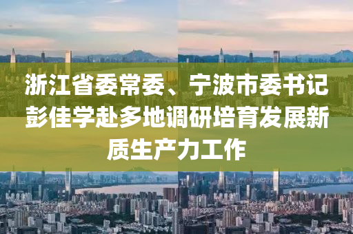 浙江省委常委、寧波市委書記彭佳學(xué)赴多地調(diào)研培育發(fā)展新質(zhì)生產(chǎn)力工作