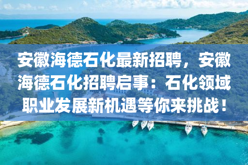 安徽海德石化最新招聘，安徽海德石化招聘啟事：石化領(lǐng)域職業(yè)發(fā)展新機(jī)遇等你來(lái)挑戰(zhàn)！