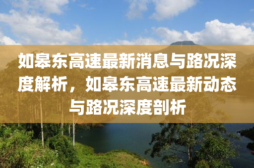 如皋東高速最新消息與路況深度解析，如皋東高速最新動(dòng)態(tài)與路況深度剖析