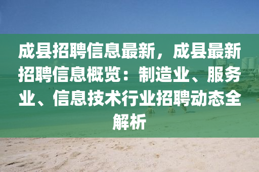 成縣招聘信息最新，成縣最新招聘信息概覽：制造業(yè)、服務(wù)業(yè)、信息技術(shù)行業(yè)招聘動(dòng)態(tài)全解析