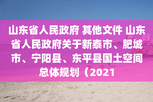 山東省人民政府 其他文件 山東省人民政府關(guān)于新泰市、肥城市、寧陽縣、東平縣國土空間總體規(guī)劃（2021