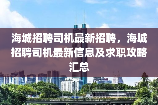 海城招聘司機最新招聘，海城招聘司機最新信息及求職攻略匯總