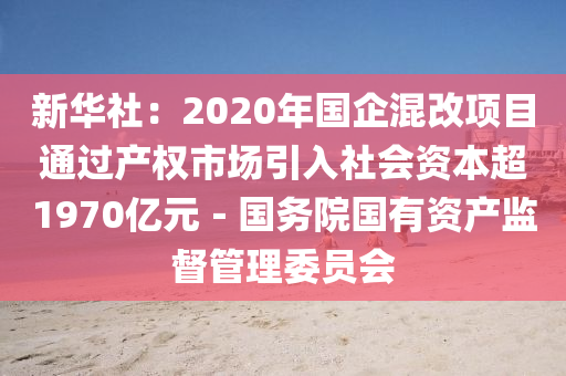 新華社：2020年國企混改項目通過產(chǎn)權(quán)市場引入社會資本超1970億元－國務院國有資產(chǎn)監(jiān)督管理委員會