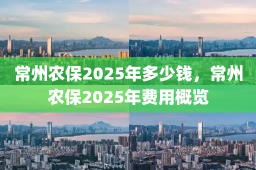 常州農(nóng)保2025年多少錢，常州農(nóng)保2025年費(fèi)用概覽