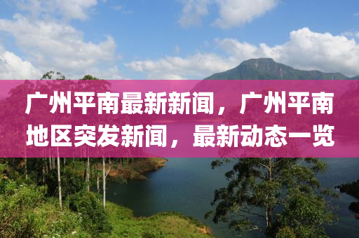 廣州平南最新新聞，廣州平南地區(qū)突發(fā)新聞，最新動(dòng)態(tài)一覽