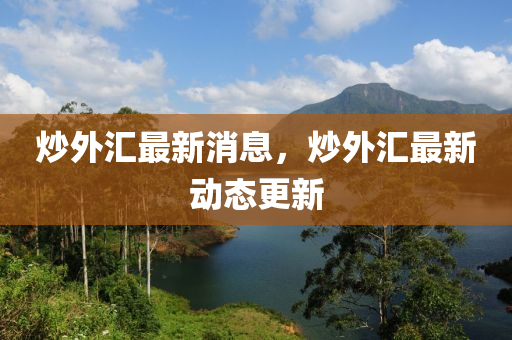 炒外匯最新消息，炒外匯最新動態(tài)更新